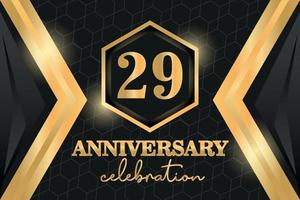 29 jaren verjaardag logo gouden gekleurde vector ontwerp Aan zwart achtergrond sjabloon voor groet