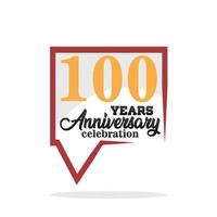 100 jaar verjaardag viering verjaardag logo met toespraak bubbel Aan wit achtergrond vector ontwerp voor viering uitnodiging kaart en groet kaart