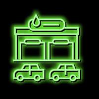 gebouw auto wassen onderhoud neon gloed icoon illustratie vector