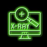 röntgenstraal radiologie onderzoeken Aan computer scherm neon gloed icoon illustratie vector