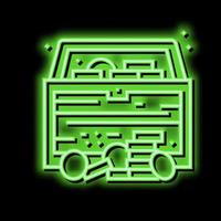 schat borst gevonden in piraat spel neon gloed icoon illustratie vector
