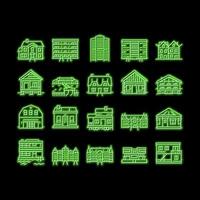 huis constructies neon gloed icoon illustratie vector