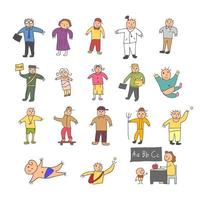 set van persoon cartoon doodles vector