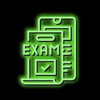 online examen neon gloed icoon illustratie vector