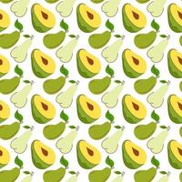 naadloos inpakpapier met elementen van avocado, mango, peer. naadloos patroon met creatief modern fruit. hand getekend trendy achtergrond. geweldig voor stof en textiel. vector illustratie