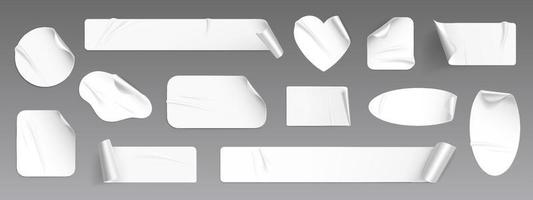 wit Pel uit realistisch papier sticker, geïsoleerd vector
