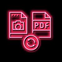 converteren foto naar pdf het dossier neon gloed icoon illustratie vector