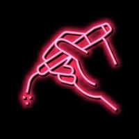 hand- Holding laser medisch uitrusting neon gloed icoon illustratie vector