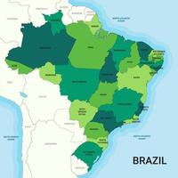 Brazilië kaart met detail land naam vector