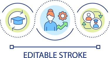 stimuleren werknemer kwalificaties lus concept icoon. doorlopend verbetering vaardigheden abstract idee dun lijn illustratie. opleiding cursussen. geïsoleerd schets tekening. bewerkbare beroerte vector