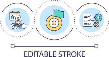doel prestatie viering lus concept icoon. bedrijf ontwikkeling strategie. zakelijke partij abstract idee dun lijn illustratie. geïsoleerd schets tekening. bewerkbare beroerte vector