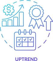 opwaartse trend blauw helling concept icoon. prijs stijgende lijn analyses. financieel Onderzoek. type van neiging abstract idee dun lijn illustratie. geïsoleerd schets tekening vector