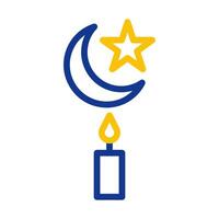 kaars icoon duokleur blauw geel stijl Ramadan illustratie vector element en symbool perfect.