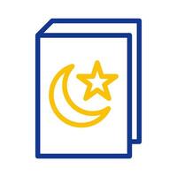 koran icoon duokleur blauw geel stijl Ramadan illustratie vector element en symbool perfect.