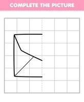 onderwijs spel voor kinderen compleet de afbeelding van schattig tekenfilm envelop voor de helft schets voor tekening afdrukbare gereedschap werkblad vector