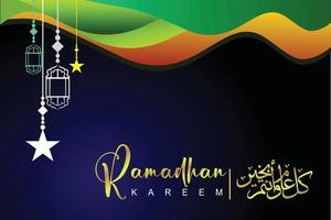 vector ilustration uit Ramadan kareem. goud schoonschrift typografie in gradien achtergrond donker blauw en zwart