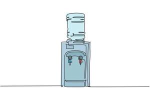 single doorlopend lijn tekening van water dispenser met plastic gallon huishouden werktuig. elektronisch huis toestel concept. modern een lijn trek ontwerp grafisch vector illustratie