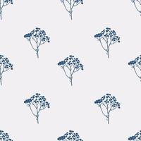 bloemen patroon met kruiden, bladeren en planten. indigo naadloos afdrukken. vector