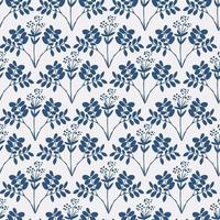 bloemen patroon met kruiden, bladeren en planten. indigo naadloos afdrukken. vector