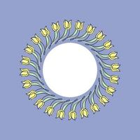 tulpen kader. voorjaar ornament cirkel. bloemen grens. ansichtkaart met plaats voor tekst. vector