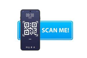 qr code voor smartphone. opschrift scannen me met smartphone 3d icoon. qr code voor betaling. vector