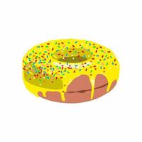 vector donut met geel chocola of glazuur. donut icoon. zoet nagerecht. snel voedsel. voedsel voorwerp icoon concept geïsoleerd. geglazuurd ronde taart.