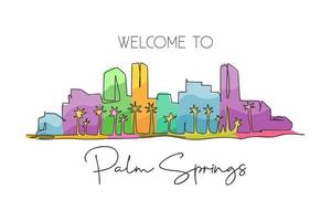 een doorlopende lijntekening palm springs skyline van de stad, californië. mooi oriëntatiepunt. wereld landschap toerisme reizen huis muur decor poster print. stijlvolle enkele lijn tekenen ontwerp vectorillustratie vector