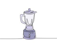 enkele doorlopende lijntekening van huishoudelijk gebruiksvoorwerp van de elektrische blender. elektronisch huishoudapparaat voor het maken van smoothie-concept voor fruit en groentesap. een lijn tekenen ontwerp grafische vectorillustratie vector