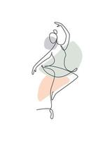 een enkele lijntekening sexy vrouw schoonheid ballerina vectorillustratie. mooie balletdanser toont dans bewegingsconcept. minimalistische muur decor poster print. modern doorlopende lijn grafisch tekenontwerp vector