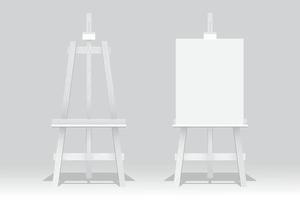 houten ezels, één staat met leeg canvas op witte achtergrond vector