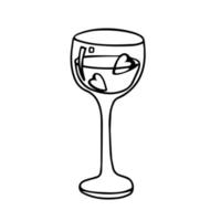 tekening glas van wijn met ijs vector