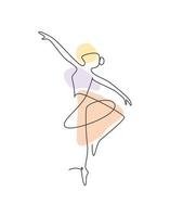 enkele doorlopende lijntekening ballerina in ballet motion dansstijl. schoonheid minimalistische danseres concept logo, scandinavische poster print kunst. trendy één lijn tekenen ontwerp grafische vectorillustratie vector