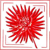 rood dahlia in een kader. bloemen botanisch vector eps illustratie Aan een wit achtergrond.