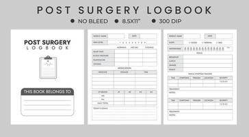 logboek voor post of voor de operatie en gewicht verlies chirurgie ontwerper met slaap kwaliteit, water inname. vector