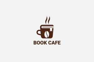 kop met boek concept. boek cafe logo sjabloon concept. koffie winkel. vector