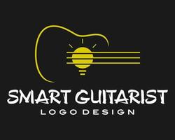 akoestisch gitaar icoon en slim lamp school- logo ontwerp. vector