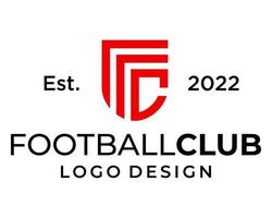 brief f c monogram embleem Amerikaans voetbal team logo ontwerp. vector
