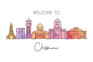 enkele doorlopende lijntekening van de skyline van de stad Chisinau, Moldavië. beroemde stadskrabber en landschap. wereld reizen concept muur decor poster print kunst. moderne één lijn tekenen ontwerp vectorillustratie vector
