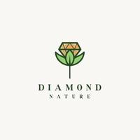 groen blad diamant logo ontwerp icoon vector