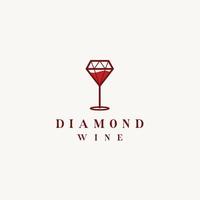 wijn glas met diamant cafe bar logo ontwerp icoon vector