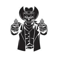 cowboy schedel zwart vector illustratie