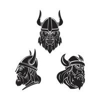 viking hoofden reeks verzameling tatoeëren illustratie vector