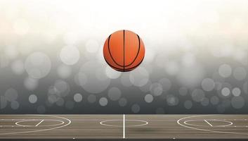 basketbal bal Aan basketbal rechtbank Oppervlakte met licht wazig bokeh achtergrond. abstract achtergrond voor basketbal sport met licht effect. vector. vector