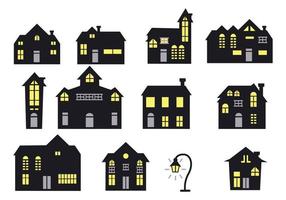 huis silhouet verzameling. huis licht geïsoleerd Aan wit achtergrond vector