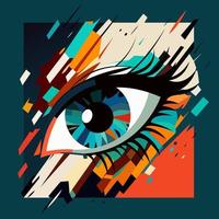 oog in abstract kunst stijl, kubus stijl voor poster, banier of achtergrond, vector illustratie