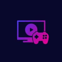 videogames pictogram met tv en gamepad.eps vector