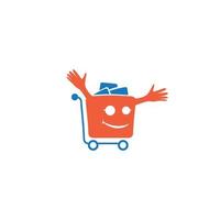 boodschappen doen kar mascotte merk, symbool, ontwerp, grafisch, minimalistisch.logo vector