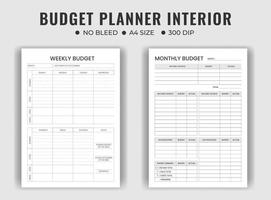 wekelijks en maandelijks begroting ontwerper logboek of notitieboekje vector