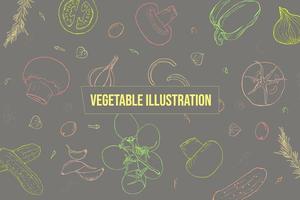groente schetsen stijl lijn kunst helder illustratie vector