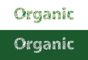 biologisch natuurlijk Product belettering met groen bladeren vector